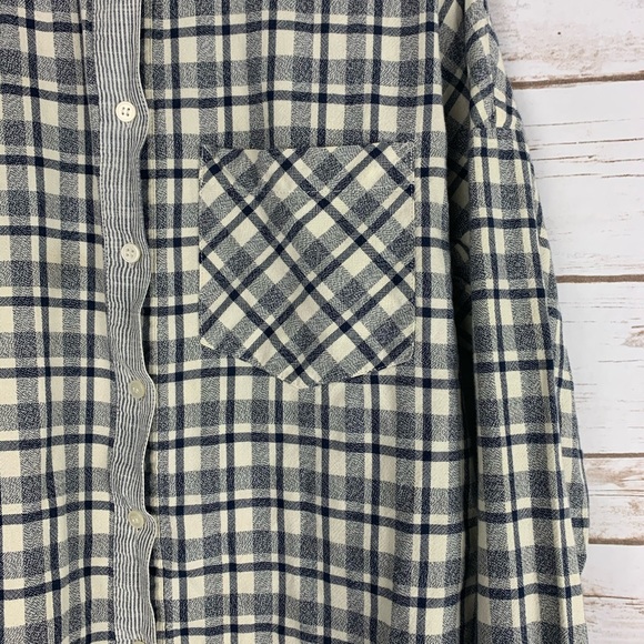 Madewell Medium Plaid Top Button Front blue white - Picture 4 of 7
